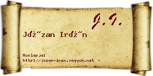 Józan Irén névjegykártya