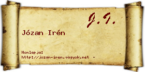 Józan Irén névjegykártya